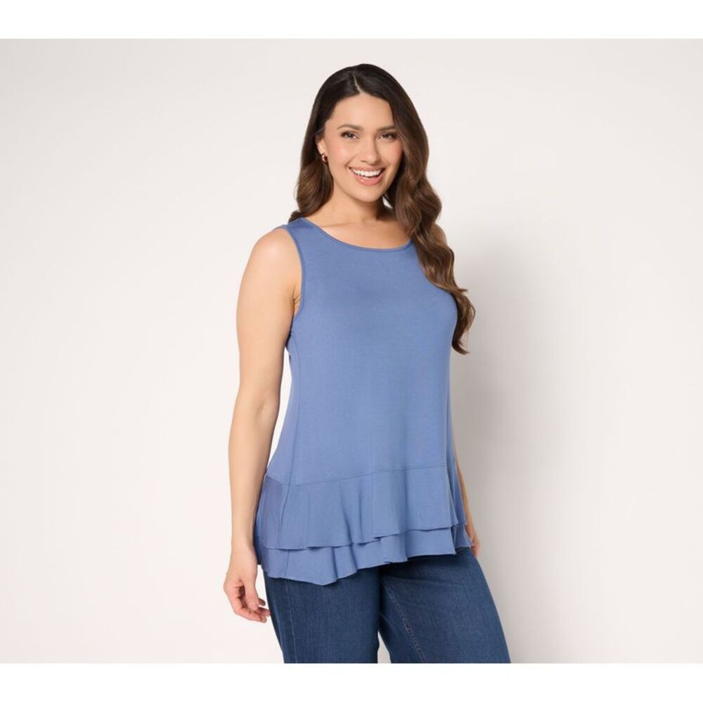 Bernini Women's Top Sz XS Knit Tiered Hem Tank Black A704047